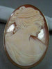 ANTIQUE 14K YELLOW GOLD LADY SHELL CAMEO 54MM X 40MM PENDANT PIN #21879