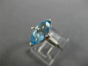 ESTATE 2.25CT DIAMOND & AAA BLUE TOPAZ 14K WHITE GOLD 3D 3 STONE ENGAGEMENT RING