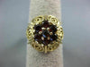 ANTIQUE LARGE 1.25CT AAA GARNET 14KT YELLOW GOLD FILIGREE FLORAL RING #22659