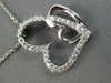 ESTATE .22CT DIAMOND 14KT WHITE GOLD DOUBLE HEART LOVE FLOATING PENDANT W/ CHAIN