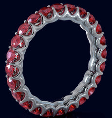 2.53CT AAA RUBY 14KT WHITE GOLD 3D CLASSIC SHARED PRONG ETERNITY FUN LOVE RING
