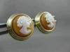 ANTIQUE ROUND 14KT YELLOW GOLD ITALIAN HANDCRAFTED LADY CAMEO EARRINGS #22741
