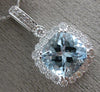 ESTATE LARGE 3.12CT DIAMOND & AAA AQUAMARINE 14KT WHITE GOLD FILIGREE PENDANT