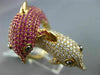EXTRA LARGE 5.35CT DIAMOND & AAA PINK RUBY 18K ROSE GOLD DOUBLE DOLPHIN FUN RING