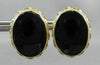 ANTIQUE LARGE 14KT YELLOW GOLD OVAL AAA ONYX FILIGREE EARRINGS BEAUTIFUL #22565