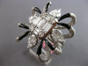 EXTRA LARGE 3.94CT DIAMOND & BLACK ENAMEL 18K WHITE GOLD 3D FLOWER COCKTAIL RING