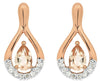 .82CT DIAMOND & AAA MORGANITE 14KT ROSE GOLD PEAR SHAPE & ROUND HANGING EARRINGS