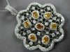 EXTRA LARGE 4.96CT WHITE & FANCY YELLOW DIAMOND 18KT 2 TONE GOLD FLOWER PENDANT