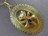 ANTIQUE LARGE .10CT SAPPHIRE PEARL 14K YELLOW GOLD HAPPY BIRTHDAY PENDANT #21188