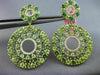 ESTATE LARGE .75CT DIAMOND & MULTI GEM 14K 2 TONE GOLD BOHEMIAN GREEN EARRINGS