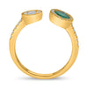 .95CT DIAMOND & AAA EMERALD 14KT YELLOW GOLD OVAL ROUND & BAGUETTE TENSION RING