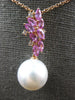 1.1CT DIAMOND & PINK SAPPHIRE & SOUTH SEA PEARL 18K ROSE GOLD MULTI LEAF PENDANT
