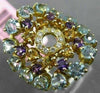 ESTATE LARGE 2.13CT DIAMOND & AAA MULTI GEM 14K YELLOW GOLD CIRCULAR FLOWER RING