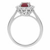 GIA CERTIFIED 2.46CT DIAMOND & AAA RUBY 18K WHITE GOLD OVAL HALO ENGAGEMENT RING