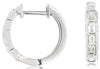.65CT DIAMOND 14K WHITE GOLD 3D EMERALD CUT 5 STONE HUGGIE HOOP HANGING EARRINGS
