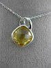 ESTATE 2.91CT DIAMOND & AAA CITRINE 14KT WHITE GOLD SQUARE LEAF FLOATING PENDANT