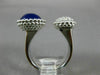 ESTATE .36CT DIAMOND & AAA CABOCHON LAPIS 14KT WHITE GOLD 3D CLUSTER ROUND RING