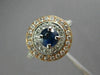 ESTATE 1.20CT DIAMOND & SAPPHIRE 14KT TWO TONE GOLD DOUBLE HALO ENGAGEMENT RING