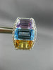 ESTATE LARGE .24CT DIAMOND & MULTI GEM 14KT WHITE GOLD 3 STONE HALO EARRINGS