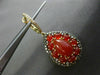 ESTATE .92CT DIAMOND & RED AGATE 14KT YELLOW GOLD 3D FILIGREE HANGING EARRINGS