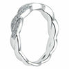 ESTATE .26CT DIAMOND 18KT WHITE GOLD ROPE SEMI ETERNITY WEDDING ANNIVERSARY RING