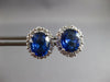 LARGE 6.66CT DIAMOND & AAA CEYLON SAPPHIRE 18KT WHITE GOLD 3D OVAL STUD EARRINGS