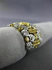 ESTATE LARGE .61CT WHITE & FANCY YELLOW DIAMOND 18K 2 TONE GOLD CROSS HEART RING