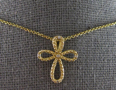 ESTATE .03CT DIAMOND 14KT YELLOW GOLD 3D CLASSIC INFINITY CROSS FLOATING PENDANT