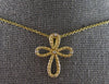 ESTATE .03CT DIAMOND 14KT YELLOW GOLD 3D CLASSIC INFINITY CROSS FLOATING PENDANT