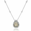 ESTATE LARGE 3.01CT WHITE & FANCY YELLOW DIAMOND 18KT 2 TONE GOLD HALO NECKLACE