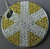 ESTATE LARGE 3.70CT DIAMOND & YELLOW SAPPHIRE 18K TWO TONE GOLD SUNBURST PENDANT