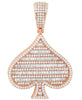 LARGE 1.01CT DIAMOND 14K ROSE GOLD ROUND & BAGUETTE LUCKY SPADE FLOATING PENDANT
