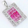 1.30CT DIAMOND & AAA PINK SAPPHIRE 14KT WHITE GOLD RAINBOW INVISIBLE FUN PENDANT