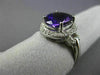 ESTATE LARGE 3.53CT DIAMOND & AMETHYST 14KT WHITE GOLD 3D HALO ENGAGEMENT RING