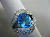 ESTATE LARGE 5.52CT DIAMOND & AAA BLUE TOPAZ 18KT WHITE GOLD 3D V SHAPE RING