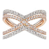ESTATE WIDE .95CT ROUND DIAMOND 18K WHITE & ROSE GOLD 3D CLASSIC X LOVE FUN RING