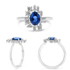 1.40CT DIAMOND & AAA SAPPHIRE PLATINUM 3D OVAL & BAGUETTE SOLITAIRE FUN RING