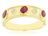 .63CT DIAMOND & AAA RUBY 14KT YELLOW GOLD OVAL & ROUND 5 STONE ANNIVERSARY RING
