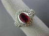 ESTATE WIDE 2.35CT DIAMOND & RUBY 14KT WHITE GOLD 3D BEZEL HALO ENGAGEMENT RING