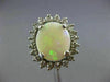 ANTIQUE LARGE 3.66CT OLD MINE DIAMOND & AAA OPAL 14KT WHITE GOLD OVAL HALO RING