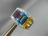 ESTATE LARGE .24CT DIAMOND & MULTI GEM 14KT WHITE GOLD 3 STONE HALO EARRINGS