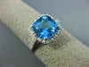 ESTATE 2.90CT DIAMOND & AAA BLUE TOPAZ 14KT WHITE GOLD CUSHION SQUARE HALO RING