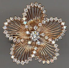 1.10CT DIAMOND 18K WHITE & ROSE GOLD SOLITAIRE MULTI LEAF FLOWER FRIENDSHIP RING