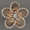 1.10CT DIAMOND 18K WHITE & ROSE GOLD SOLITAIRE MULTI LEAF FLOWER FRIENDSHIP RING