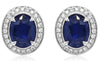 4.47CT DIAMOND & AAA SAPPHIRE 18KT WHITE GOLD OVAL & ROUND HALO FLOWER EARRINGS