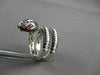 ESTATE LARGE 2.91CTW MULTI COLOR DIAMOND & AAA RUBY 18K WHITE GOLD 3D SNAKE RING