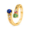 WIDE 1.10CT DIAMOND & AAA MULTI COLOR SAPPHIRE 14K YELLOW GOLD 3D OVAL LOVE RING