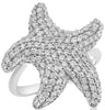 ESTATE LARGE 1.34CT DIAMOND 14KT WHITE GOLD 3D STAR FISH FUN RING