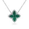 1.65CT DIAMOND AAA EMERALD 14KT WHITE GOLD PEAR SHAPE FLOWER ADJUSTABLE NECKLACE