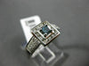 ESTATE .45CT WHITE & BLUE DIAMOND 14KT WHITE GOLD 3D SQUARE HALO PROMISE RING